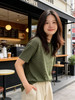 【爆单3-5天发货】橄榄苔原肌理条纹短袖T恤，定制定染布面清爽不闷热自带氛围、显白、显瘦！ 商品缩略图2