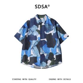 SDSA男装2026新款高贵轻奢抽象艺术印花短袖衬衫日系复古宽松上衣