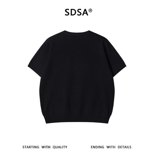 SDSA男装2026新款高贵轻奢提花肌理亨利领短袖针织衫宽松复古上衣 商品图4