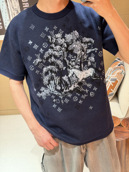 驴家 26ss刺绣字母标识提花针织T恤 商品图4