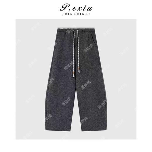 04-4潘依绣丁丁宠粉人丝休闲百搭撞色腰头松紧腰弯刀休闲裤W-63481 商品图1