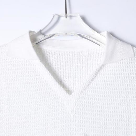 SDSA男装2026新款高贵轻奢简约时尚纯色小V翻领短袖T恤宽松休闲 商品图1