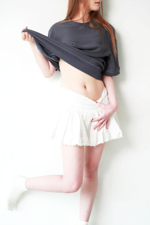 华夫格圆领tee，松弛感半袖儿。罗纹锁边双股明线衍缝t恤E041188 商品图14