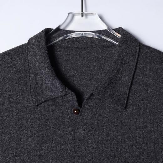 SDSA男装2026新款高贵轻奢纯色肌理竖纹针织翻领宽松休闲短袖上衣 商品图1