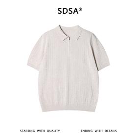 SDSA男装2026新款高贵轻奢老钱风简约半拉链翻领短袖T恤百搭休闲