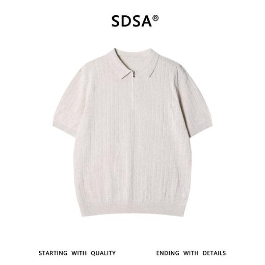 SDSA男装2026新款高贵轻奢老钱风简约半拉链翻领短袖T恤百搭休闲 商品图0