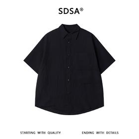 SDSA男装2026新款高贵轻奢潮牌简约肌理感按扣翻领短袖衬衫百搭
