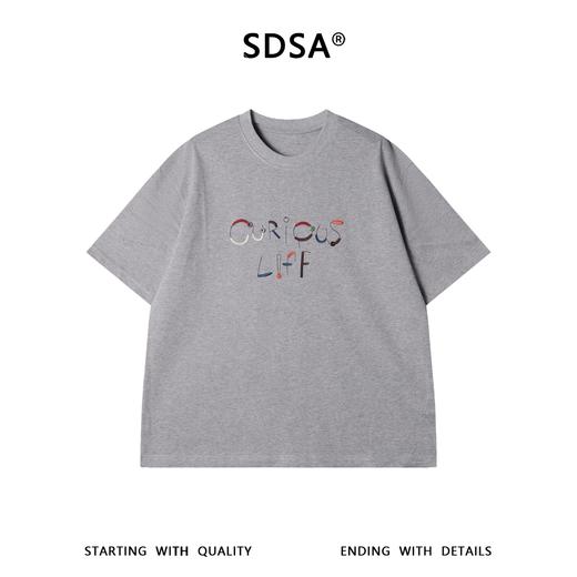SDSA男装2026新款轻奢简约彩色刺绣字母圆领短袖T恤纽扣装饰百搭 商品图0