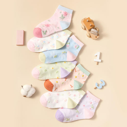 MM 山姆 Member's Mark 吸湿速干长绒棉女童袜 7双装 商品图9