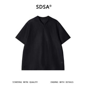 SDSA男装2026新款高贵轻奢简约时尚纯色小V翻领短袖T恤宽松休闲