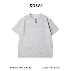 SDSA男装2026新款高贵轻奢抽绳亨利领短袖T恤宽松插肩袖休闲上衣