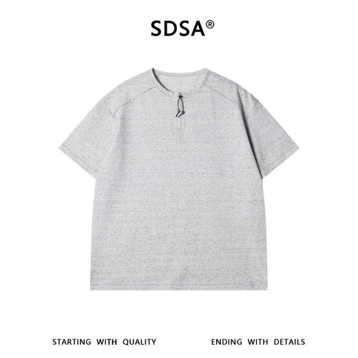 SDSA男装2026新款高贵轻奢抽绳亨利领短袖T恤宽松插肩袖休闲上衣 商品图0