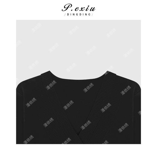 04-4潘依绣丁丁宠粉丝光羊毛气质修身显瘦交叉V领针织长袖上衣Q96451 商品图2