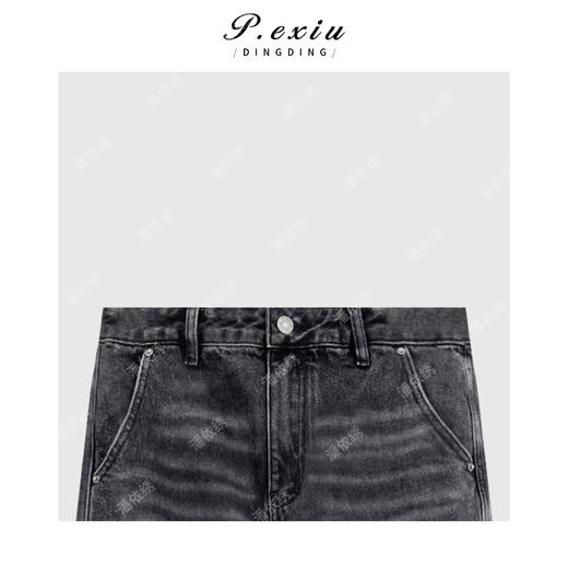 04-4潘依绣丁丁宠粉100%棉复古水洗通勤百搭磨毛直筒休闲牛仔裤Q98471 商品图2