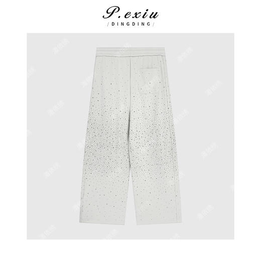 04-4潘依绣丁丁宠粉【满天星】高级感烫钻显瘦百搭松紧腰休闲裤 W-63699 商品图1