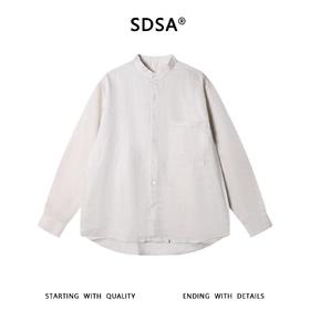 SDSA男装2026新款高贵轻奢日系少年感纯色立领长袖衬衫百搭时尚