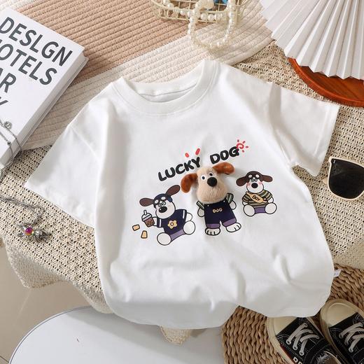 【萌卡玩偶元素！潮流吸睛】夏季新款玩偶潮流短袖韩版休闲萌卡儿童t恤圆领设计时尚休闲。xb 商品图2