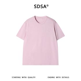SDSA男装2026新款高贵轻奢基础款舒适纯色小标圆领短袖T恤休闲潮