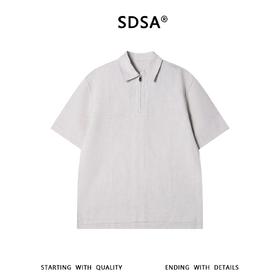 SDSA男装2026新款高贵轻奢半拉链翻领短袖Polo衫宽松休闲上衣