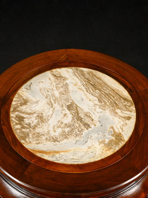 清	红木镶云石活面三弯腿五足圆台 商品图1