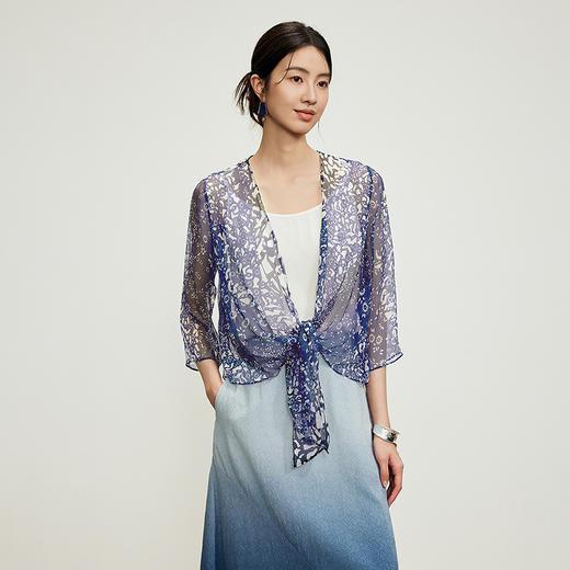 【林栖设计小店】蓝影逐风|蓝印花复古传统百搭气质夏新品衬衫上衣T1962319 商品图1