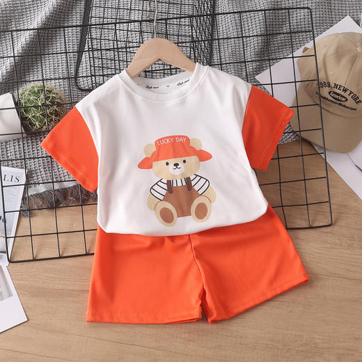 【透气速干！亲肤柔软】新款童装夏季儿童套装休闲宽松衣服男童短袖华夫格宝宝夏季.xb 商品图3