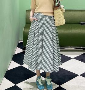 重磅渠道  贸易公司！  P格纹超大摆伞裙   清新减龄！日本泷定格纹面料重工伞裙