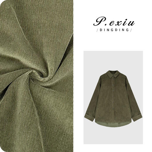 04-4潘依绣丁丁宠粉100%棉复古腔调灯芯绒翻领长袖衬衫 W-63448 商品图0