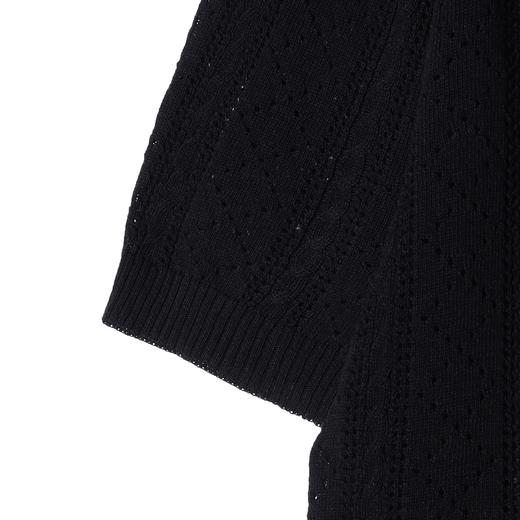 SDSA男装2026新款高贵轻奢竖条镂空提花短袖针织开衫宽松复古上衣 商品图2