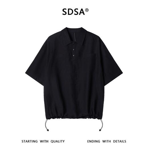 SDSA男装2026新款轻奢复古舒适半按扣翻领短袖衬衫下摆松紧百搭 商品图0