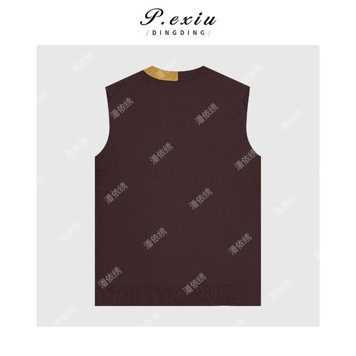 04-4潘依绣丁丁宠粉100%羊毛撞色拼接软糯圆领无袖针织上衣Q61001 商品图1