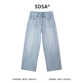 SDSA男装2026新款高贵轻奢潮牌复古磨白牛仔裤百搭时尚裤子简约