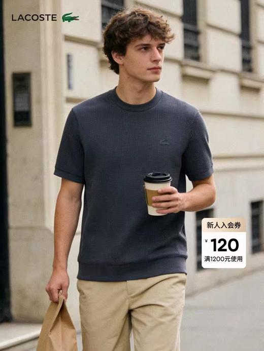 华夫格圆领tee，松弛感半袖儿。罗纹锁边双股明线衍缝t恤E041188 商品图6