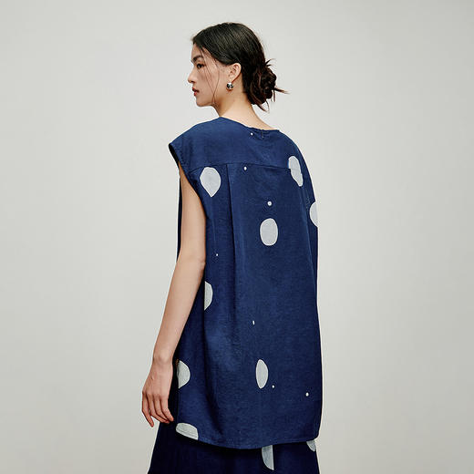【林栖设计小店】明月疏星|手钉皮革章蓝印花布夏新款优雅吊带背心1962181 商品图6