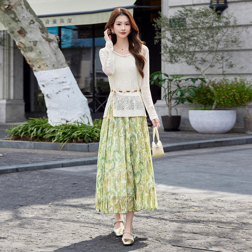 2026夏季时尚气质新款潮流针织衫印花修身半身裙两件套ABS26018 商品图1