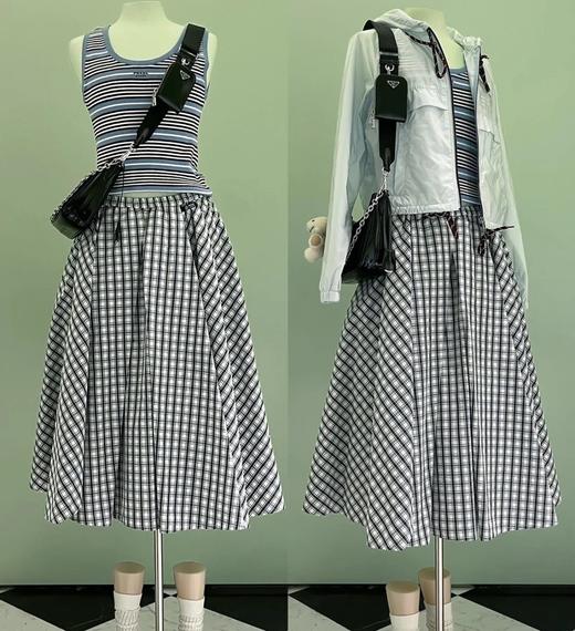 重磅渠道  贸易公司！  P格纹超大摆伞裙   清新减龄！日本泷定格纹面料重工伞裙 商品图1