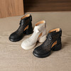 【预售5天】牛皮编织镂空凉靴女厚底网纱圆头粗跟马丁短靴夏季透气靴子168XY&1681528 商品缩略图3