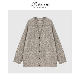 04-4潘依绣丁丁宠粉马海毛绵羊毛花纱高级感慵懒加厚针织开衫 Q19251