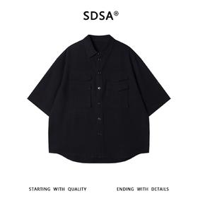 SDSA男装2026新款高贵轻奢简约纯色双口袋设计纽扣翻领短袖衬衫潮