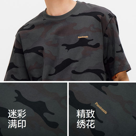 森马短袖T恤男夏季潮流迷彩满印针织衫2026新款纯棉撞色绣花上衣 商品图3