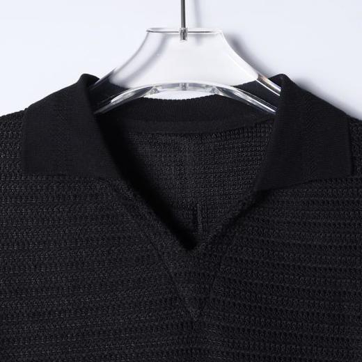 SDSA男装2026新款高贵轻奢简约时尚纯色小V翻领短袖T恤宽松休闲 商品图2