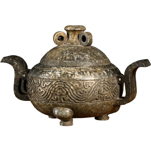 清	石雕云纹冲天耳三足香炉 商品图5