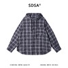SDSA男装2026新款高贵轻奢简约撞色格子纽扣连帽长袖衬衫百搭舒适 商品缩略图0