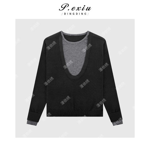 04-4潘依绣丁丁宠粉进口安迪丝假两件设计时髦百搭针织毛衣ZZ1057 商品图1