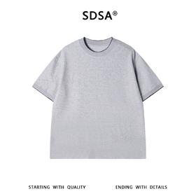 SDSA男装2026新款高贵轻奢简约条纹撞色领口短袖T恤百搭休闲上衣