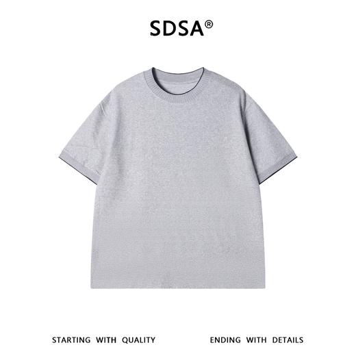 SDSA男装2026新款高贵轻奢简约条纹撞色领口短袖T恤百搭休闲上衣 商品图0