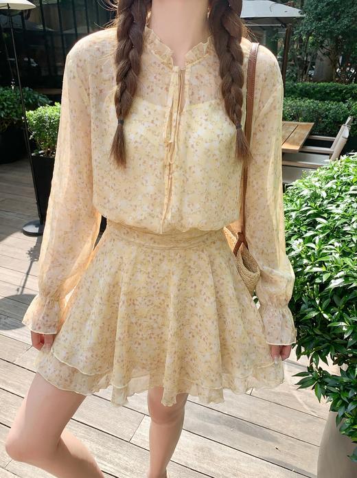 <曾小咸推荐>4.14现货秒杀 ！微信超特价！韩系碎花长袖收腰连衣裙 日常299.99 立减170 秒杀129.99！！ 商品图8