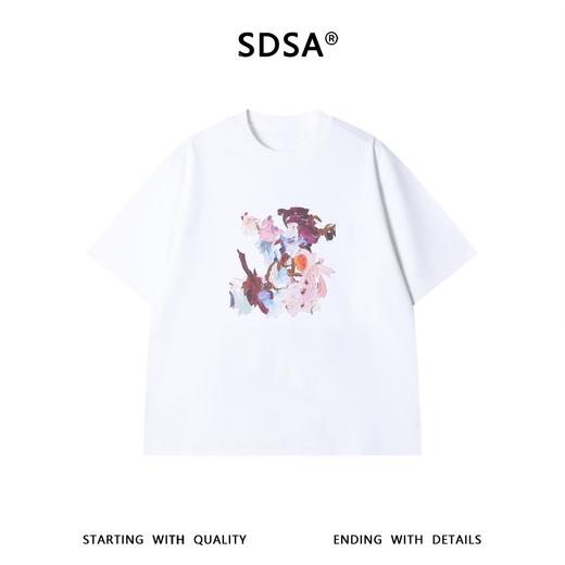 SDSA男装2026新款高贵宽松简约抽象艺术油画印花T恤百搭短袖上衣 商品图0
