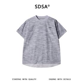 SDSA男装2026新款高贵轻奢简约扎染下摆拼接圆领短袖T恤百搭宽松