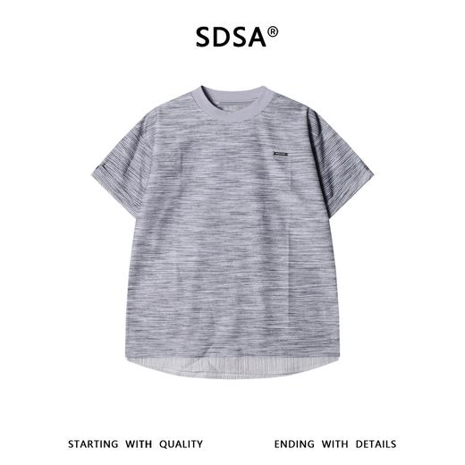 SDSA男装2026新款高贵轻奢简约扎染下摆拼接圆领短袖T恤百搭宽松 商品图0